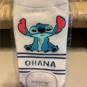 Stitch Ohana White and Blue Socks. New  no size on it